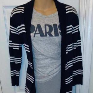 Navy/white striped cardigan